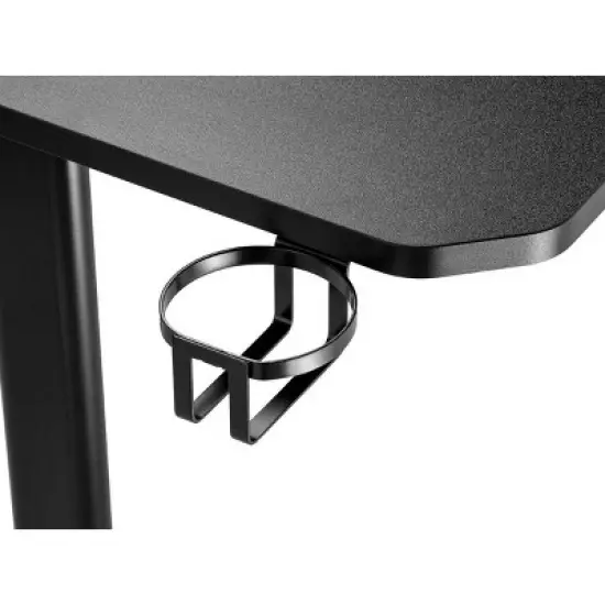 Monoprice Home Office Steel Frame Computer Desk with Solid-Core 4-foot Desktop and Accessory Attachments, Black - Workstream Collection image {4}