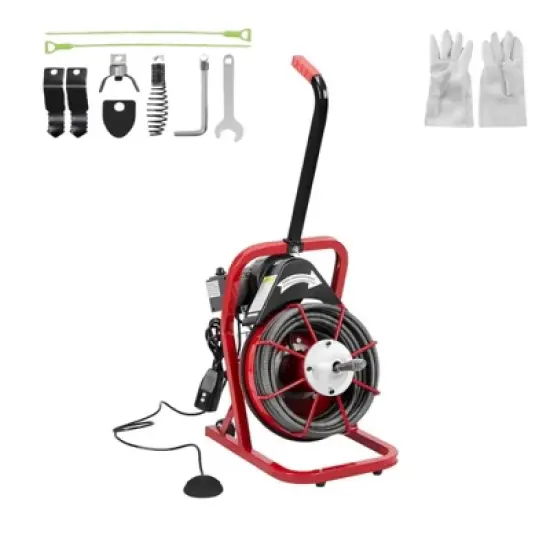 Acekool Electric Drain Cleaner Auger with Auto Feed, Pneumatic Foot Switch, 4 Interchangeable Cutters for 1" to 4" Pipes image {5}