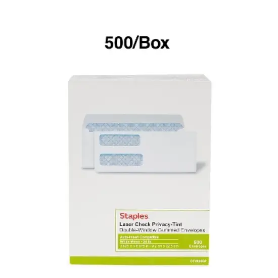 MyOfficeInnovations Gummed Laser Double-Window Security-Tint Envelopes 500/BX 394062 image {3}