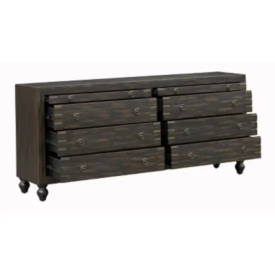 Desire Mid-Century Modern 6 Drawer Storage Credenza/Sideboard Weathered Black - Treasure Trove image {2}