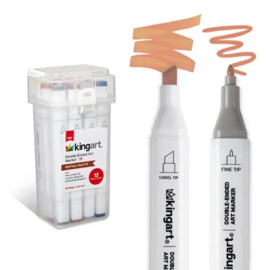 KINGART PRO Double-Ended Markers 12 Neutral Colors image {10}
