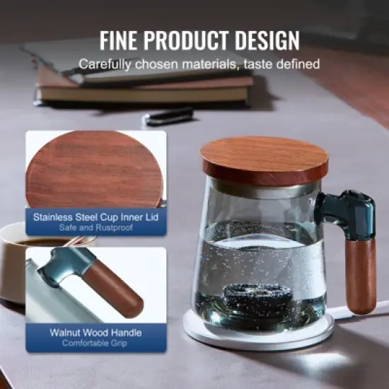 VEVOR Hydrogen Water Cup, 400 ml / 14.1 oz Hydrogen Generator, SPE Technology Portable Hydrogen Water Ionizer Machine with Wireless Charging Base image {5}