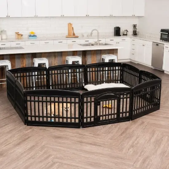 IRIS 4-10Panel 24/34"H Foldable Exercise Enclosure Plastic Pet Playpen with Door image {1}