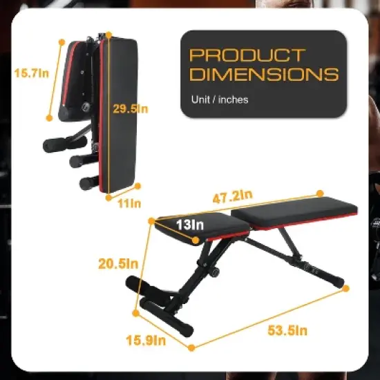 BestMassage Adjustable Weight Bench Exercise Workout Bench with Foldable Design for Home Gym, Black image {6}