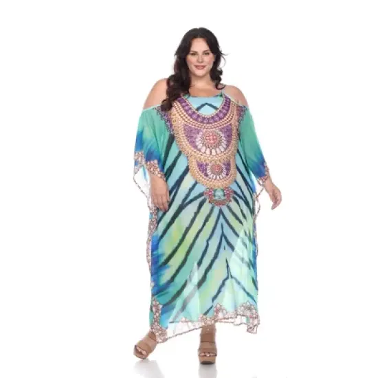 Plus Size Sheer Caftan Maxi Dress - One Size Fits Most Plus - White Mark image {1}