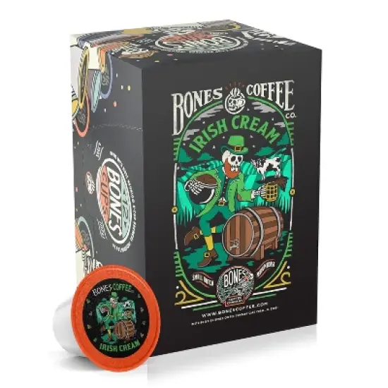 Bones Coffee Irish Cream Nutty Flavor 12ct Single-Serve Bones Cups Coffee Pods Compatible with Keurig Coffee Maker image {3}