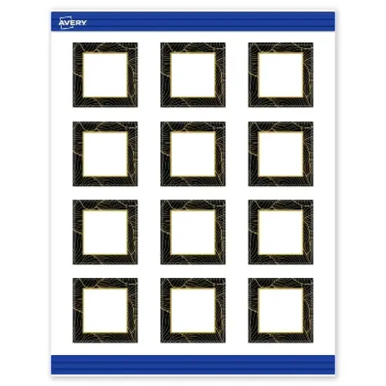 Avery Square Business Cards, Black with Gold Pattern, 2" x 2" image {9}