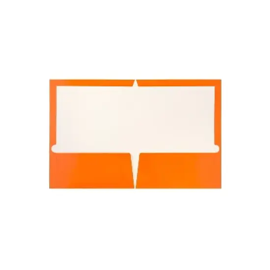 JAM Paper 2-Pocket Presentation Folders Orange Glossy 100/Box 385GORB image {1}