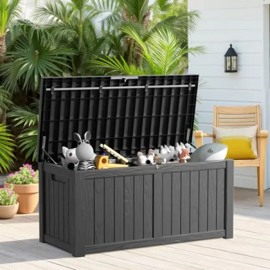 MAYEERTY 120 Gallon Large Capacity Outdoor Deck Box for Patio Furniture Cushions, Pillow with Wheels image {6}