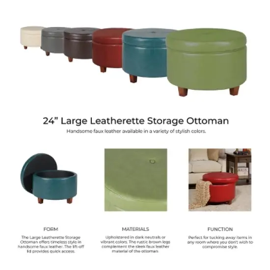 Large Round Storage Ottoman - HomePop image {11}
