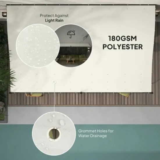 Resenkos Outdoor Garden Gazebo, Sunshade Gazebo Canopy,10' x 16' Wall-Mounted Outdoor Pergola Canopy with Drainage Holes, Cream White image {10}