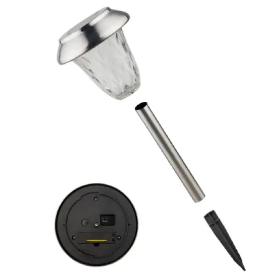 4pk 17" Solar LED Pathway Lights Silver - Alpine Corporation: Waterproof, Energy-Efficient Garden & Lawn Lighting image {3}