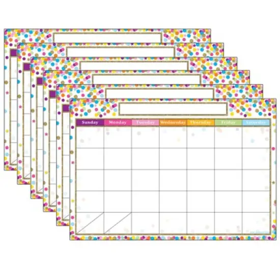 Ashley Productions&reg; Smart Poly Chart, 13" x 19", Confetti Calendar, Pack of 6 image {2}