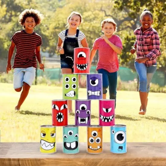 SYNCFUN 13 Pcs Carnival Bean Bag Toss, Knockdown Can Game Set, Holiday & Birthday Party Games, Outdoor Lawn Yard Activity for Kids image {6}