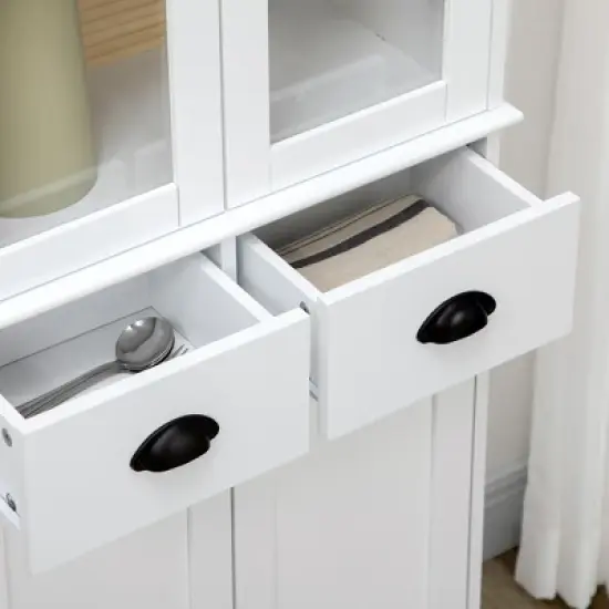 HOMCOM 61" Freestanding Kitchen Pantry, Storage Cabinet with Soft Close Doors, Adjustable Shelves, and 2 Drawers, White image {4}