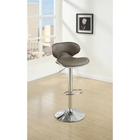 Simple Relax Adjustable Faux Leather Bar Stools Espresso Set of 2 image {1}