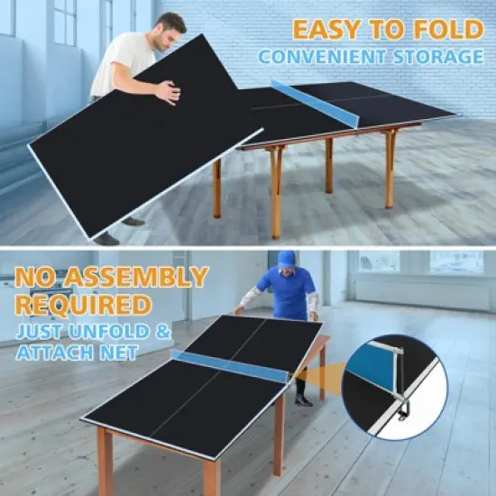 Sevobal Game Table 8ft Foldable Ping Pong Conversion Top Table Tennis Surface for Indoor Use and Game Rooms, Black, 96"*48"*3" image {4}