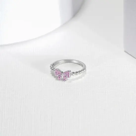 Girl's CZ Bow Sterling Silver Ring - In Season Jewelry image {3}