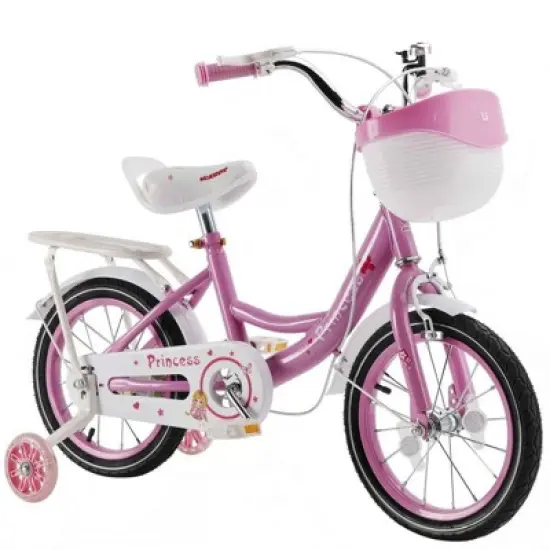 Topteng Girl Children's Bicycle Outdoor Ride-On Bike with Kickstand, Adjustable Seat, and Basket, Pink/Purple image {12}
