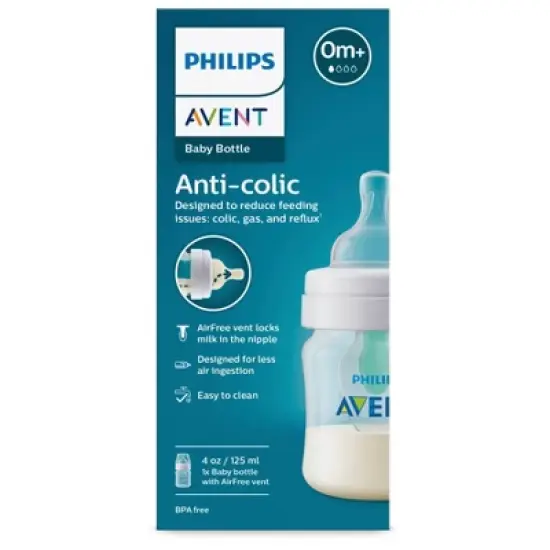 Philips Avent Anti-Colic Baby Bottle with AirFree Vent - Clear - 4oz image {1}