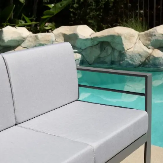 Patio Aluminum Outdoor Loveseat, Patio Sofa Couch Chair with Cushions (Grey) image {2}