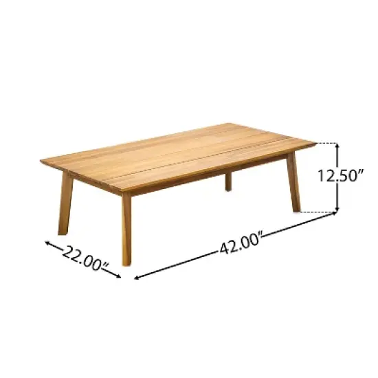 Christopher Knight Home Fawn Modern Outdoor Acacia Wood Loveseat and Table Set, Beige/Teak image {5}