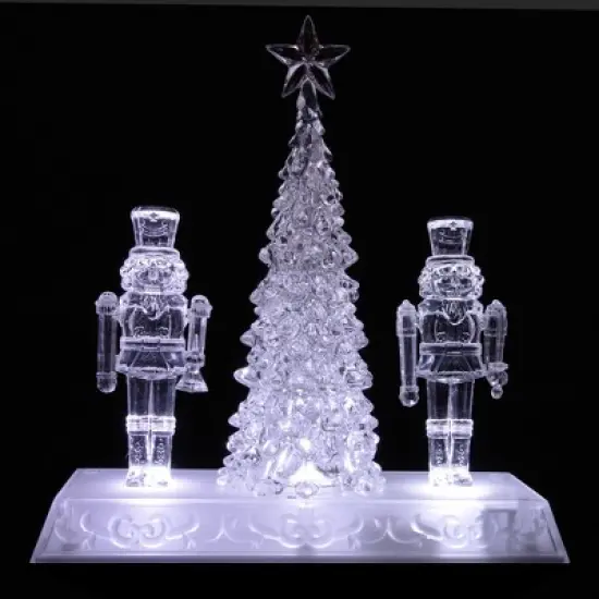Northlight LED Lighted Icy Crystal Nutcracker and Christmas Tree Decoration - 9" - White Lights image {2}
