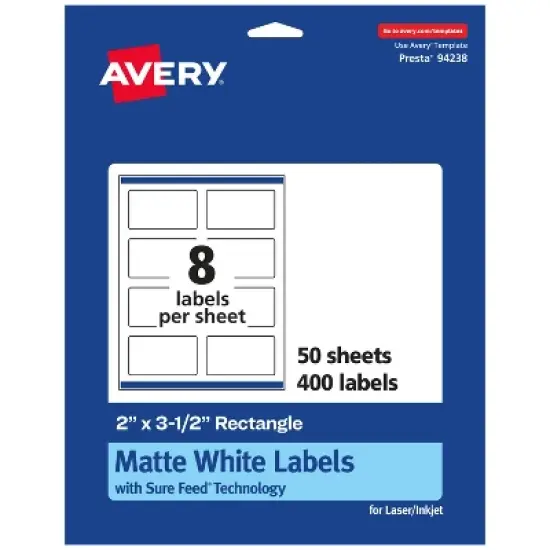 Avery Matte White Rectangle Labels, 2" x 3.5" image {9}