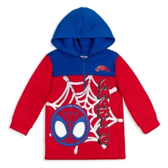 Marvel Spidey and His Amazing Friends Ghost-Spider Miles Morales Spider-Man Fleece Half Zip Hoodie Toddler to Little Kid image {9}