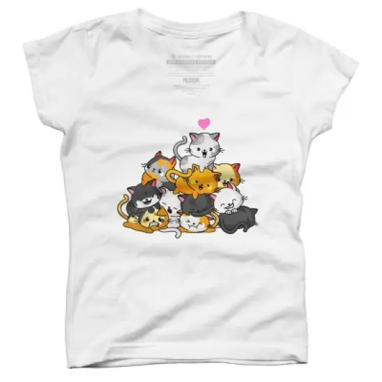 Girl's Design By Humans Cat Cute Pile Cats Anime Kawaii Neko Gift Women Girls By MiuMiuShop T-Shirt image {5}