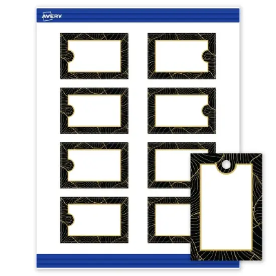 Avery Rectangle Tags, Black Border with Gold Pattern, 2" x 3" image {9}
