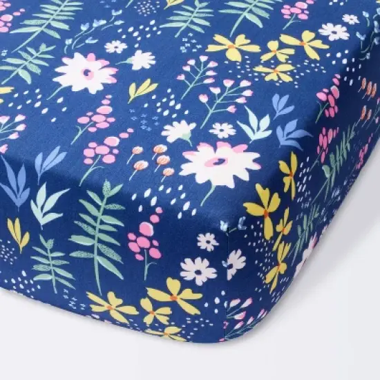 Fitted Crib Sheet Wildflower Dark - Cloud Island&trade; Navy Floral image {5}