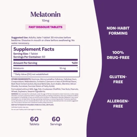Natrol Melatonin 10mg Sleep Aid Fast Dissolve Tablets - Strawberry - 60ct image {4}