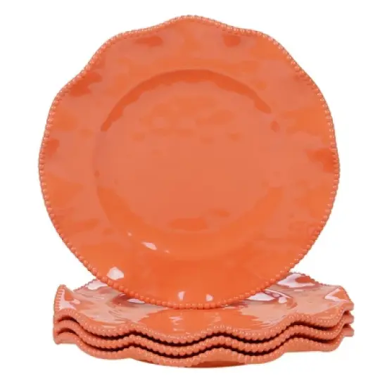 12pc Melamine Perlette Dinnerware Set Coral - Certified International: Solid Pink Dish Set, Service for 4, Dishwasher-Safe image {1}