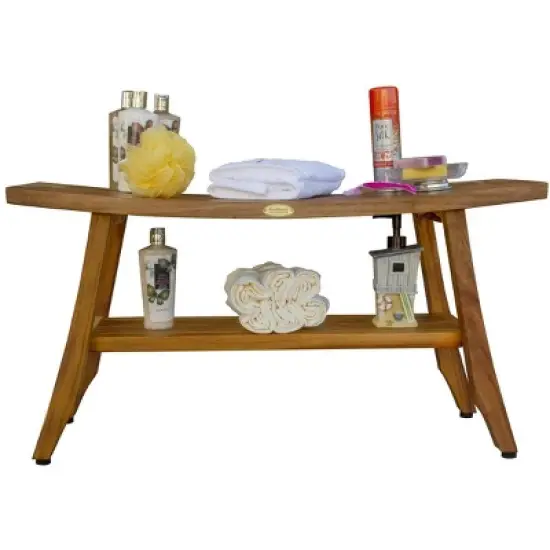 EcoDecors&reg; Satori&reg; 34" Teak Wood Shower Bench with Shelf in EarthyTeak Finish image {7}
