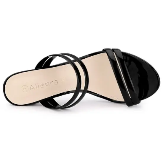 Allegra K Women's Clear Strappy Slide Mule Block Heel Sandal image {4}
