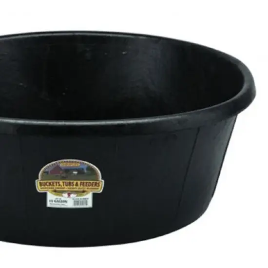 Little Giant HP650 Indoor Outdoor Heavy-Duty Rubber Tub Feeder Pan Bowl for Livestock, Black image {2}