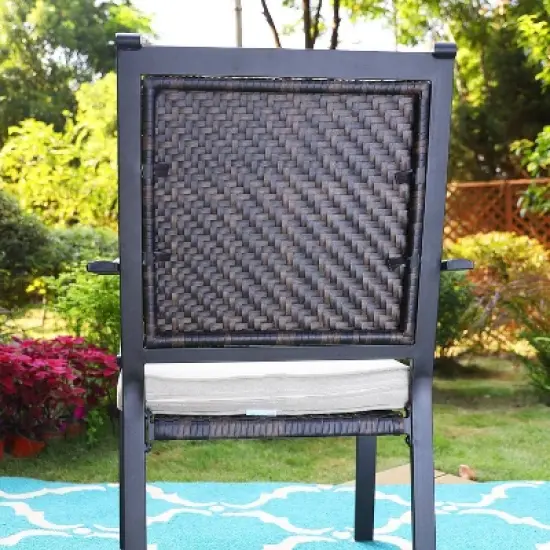 7pc Patio Dining Set with Table & Wicker Rattan Chairs - Captiva Designs image {12}