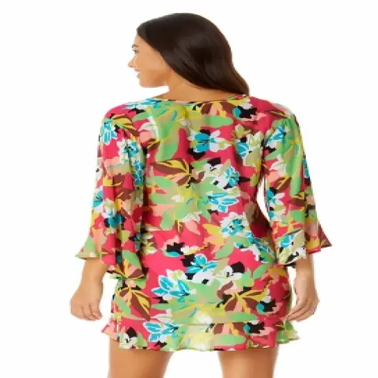 Anne Cole - Women's Flounce V Neck Tunic Swimsuit Cover Up image {1}