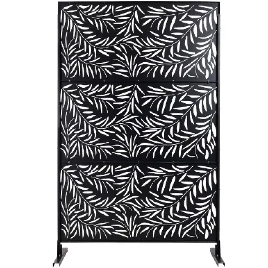 CAVINAS Patio Privacy Screen Modern Metal Fence Panels with Leaf Pattern for Outdoor Decor, 76" H&times;48" W image {2}