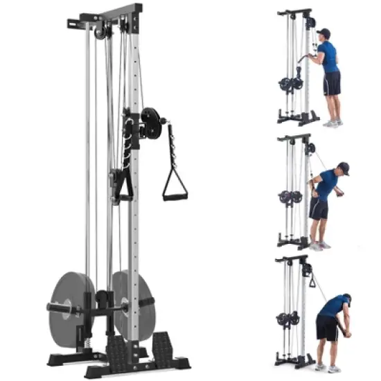 Wall-Mount Cable Station, Adjustable LAT Pull Down Machine with 20 Positions Pulley System for Home Gym, Compact Cable Cross Over Machine for image {6}