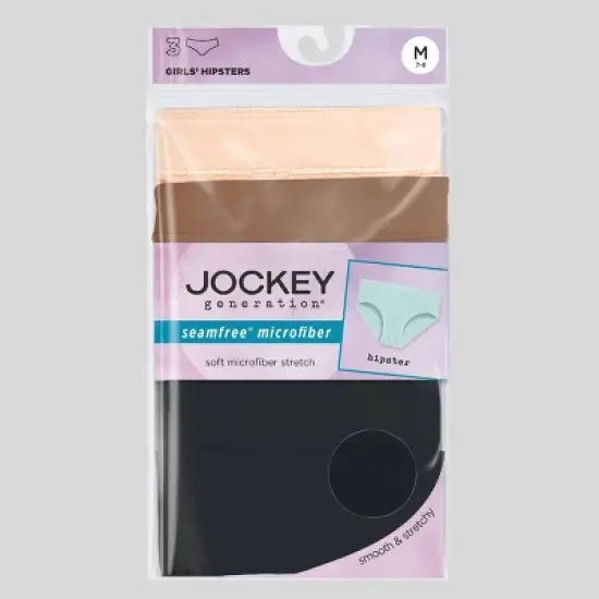 Jockey Generation&trade; Girls' 3pk Seamfree Hipster - Beige/Black  image {2}