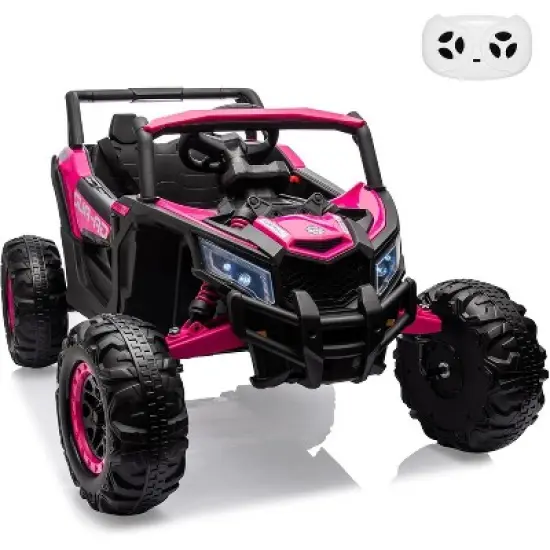 24V Kids Ride-On UTV Car with Remote Control, Spring Suspension, LED Lights, Music & USB, Metal Frame Battery Powered Electric Vehicle Toy image {8}