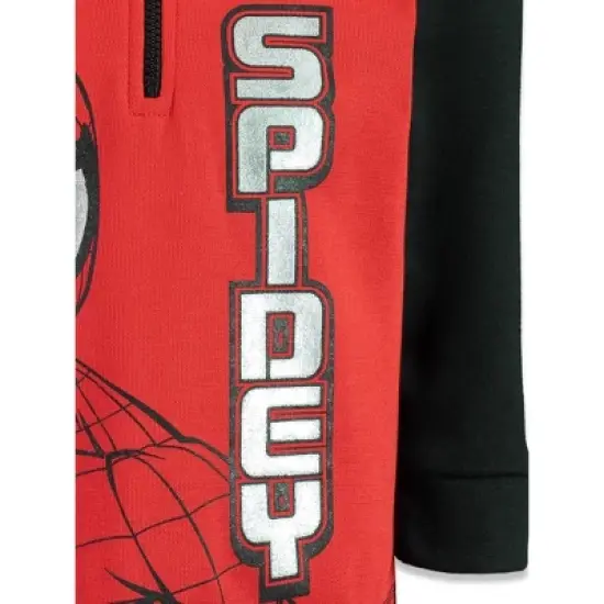 Marvel Spider-Man Captain America Hulk Black Panther Miles Morales Venom Iron Man Half Zip Hoodie Toddler to Little Kid image {7}