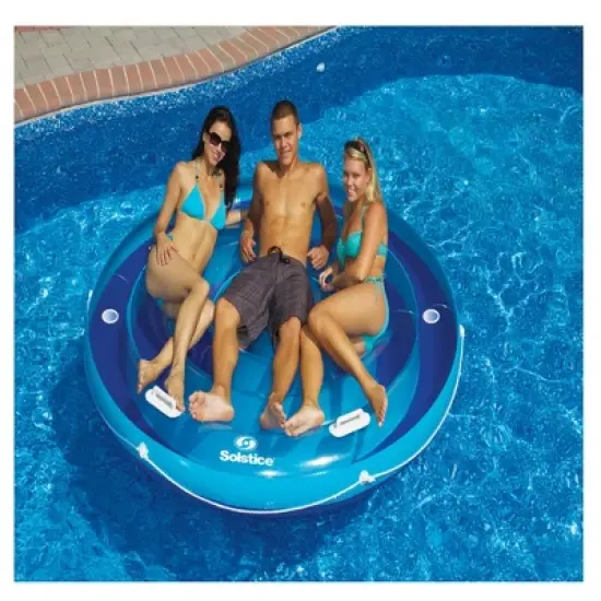 Swim Central Solstice Inflatable Round Jumbo Island Swimming Pool Raft Lounger - 84" - Blue image {4}