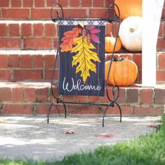 Welcome Autumn Leaves Garden Linen Flag image {6}