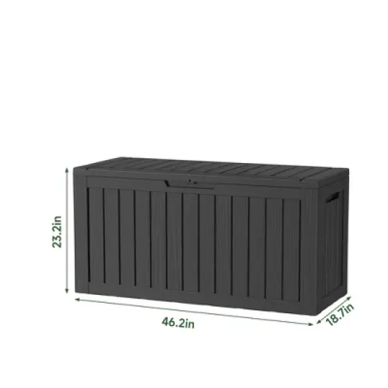 MAYEERTY 80 Gallon Large Capacity Outdoor Deck Box for Patio Furniture Cushions, Pillow with Wheels, Black image {2}