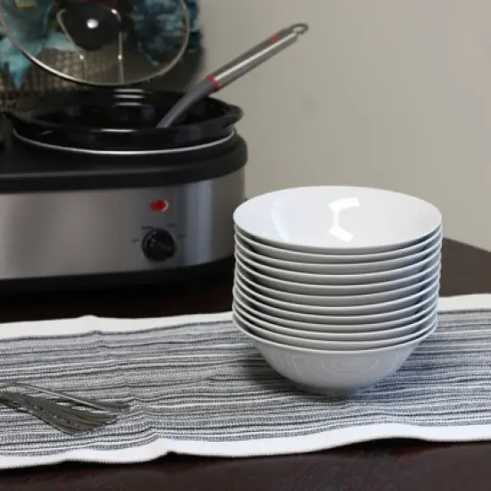 Gibson Home Noble Court 12 Piece Fine Ceramic Bowl Set in White image {4}