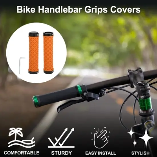 Unique Bargains Bike Handlebar Grips Covers 5.04" Orange 1 Set image {1}