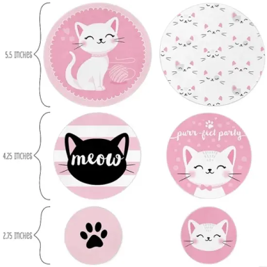 Big Dot of Happiness Purr-fect Kitty Cat - Kitten Meow Baby Shower or Birthday Party Giant Circle Confetti - Party D&eacute;cor - Large Confetti 27 Count image {1}